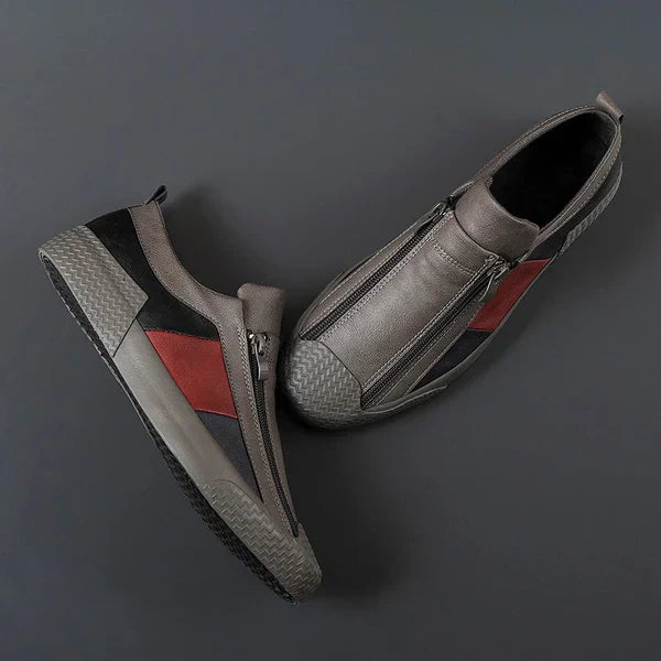Men's Leather Zip Trainers – Modern Casual Low-Top Shoes – view 8