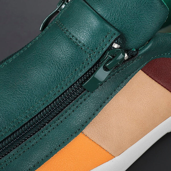 Men's Leather Zip Trainers – Modern Casual Low-Top Shoes – view 11
