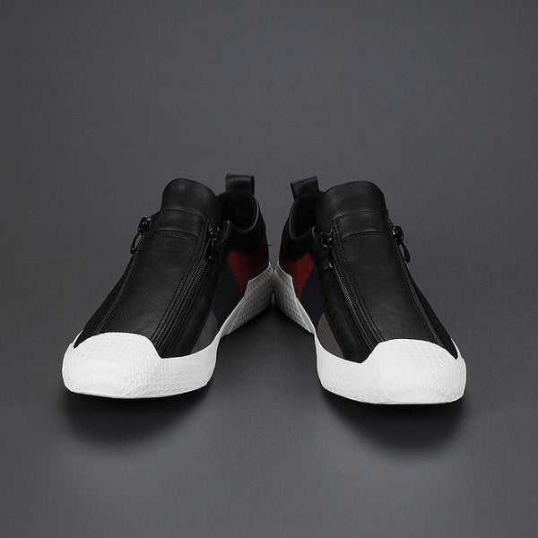 Men's Leather Zip Trainers – Modern Casual Low-Top Shoes – view 10