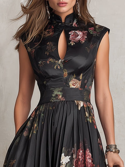 Women's Pleated Satin Midi Dress - Effortless Elegance for Any