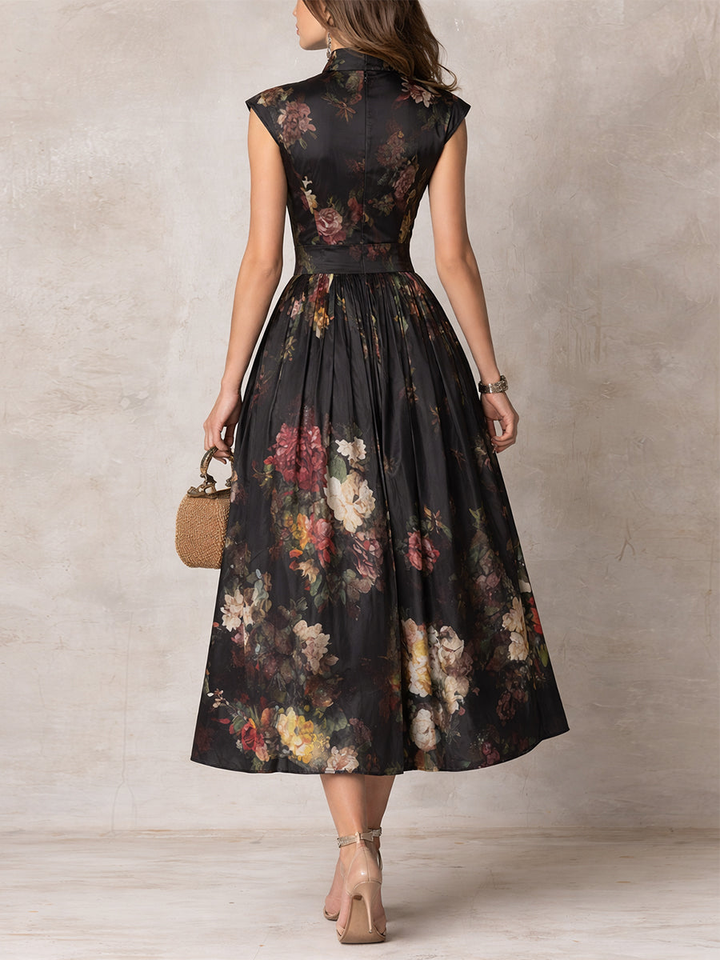 Women's Pleated Satin Midi Dress - Effortless Elegance for Any