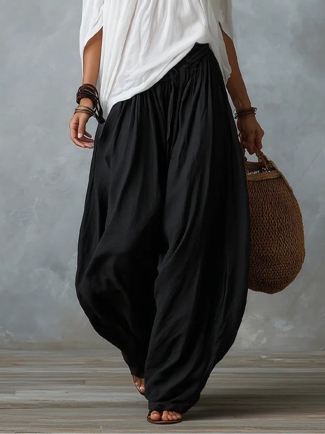 Women's White Off-Shoulder Top and Lantern Pants Set
