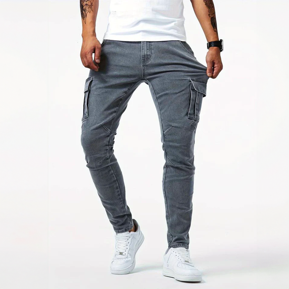Men's Urban Stretch Denim Cargo Jeans – Relaxed Street Style – view 2