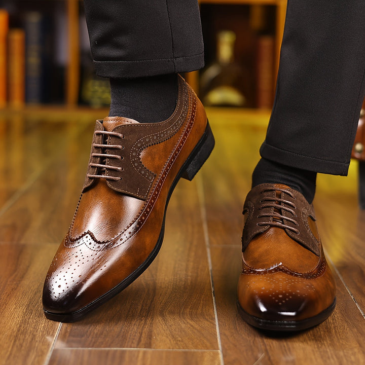 Men's Two-Tone Leather Brogues – Wingtip Lace-Up Dress Shoes – view 4