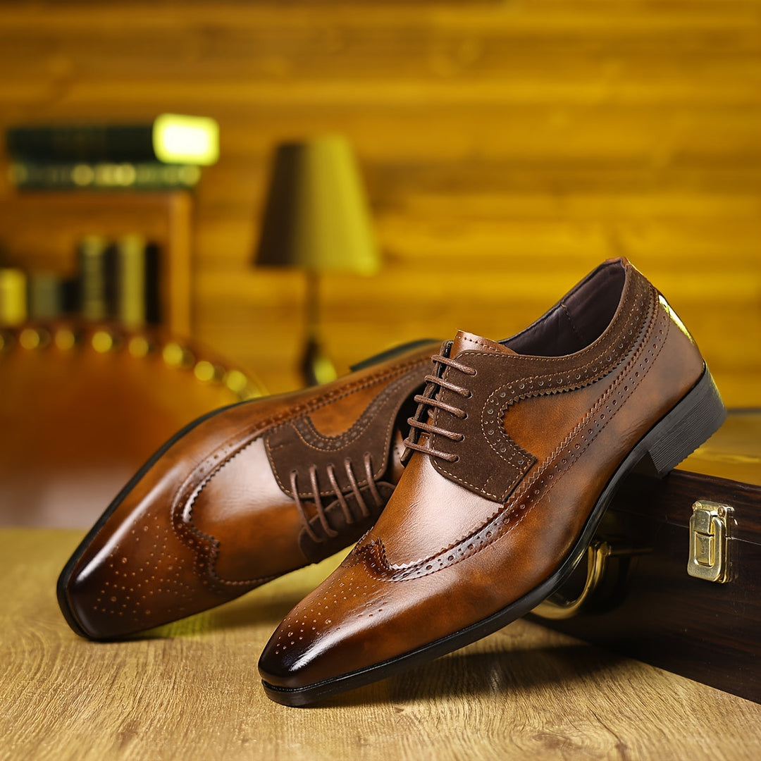 Men's Two-Tone Leather Brogues – Wingtip Lace-Up Dress Shoes – view 2