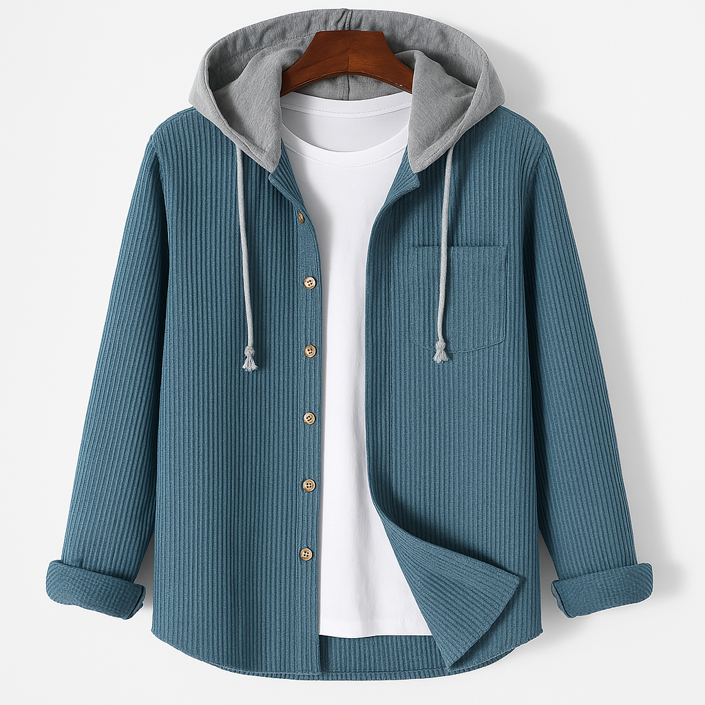 Men's Corduroy Button-Up Hoodie – Ridge Textured Layer