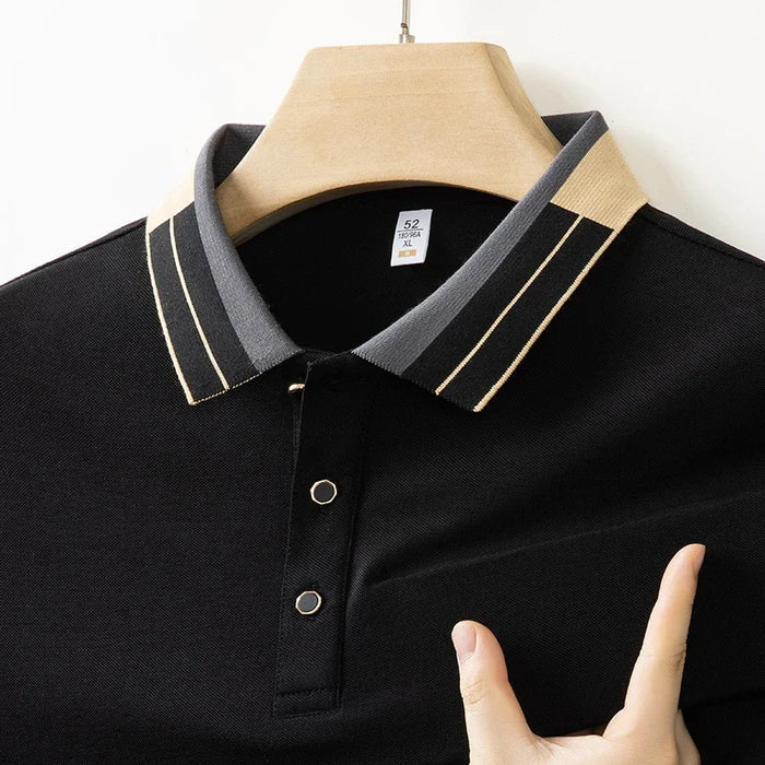 Men's Knitted Polo Shirt – Heritage Geometric Collar Detail – view 6