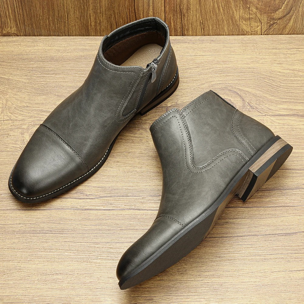 Alessio Men's Chelsea Boots – Burnished Side-Zip City Style – view 3