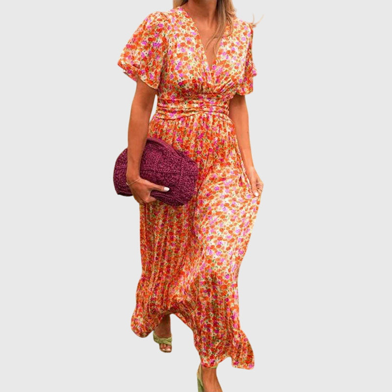 Women's Floral V-Neck Summer Dress - Breezy & Elegant