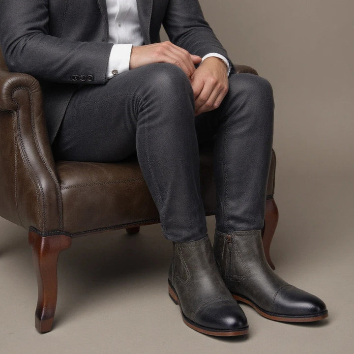 Alessio Men's Chelsea Boots – Burnished Side-Zip City Style – view 8