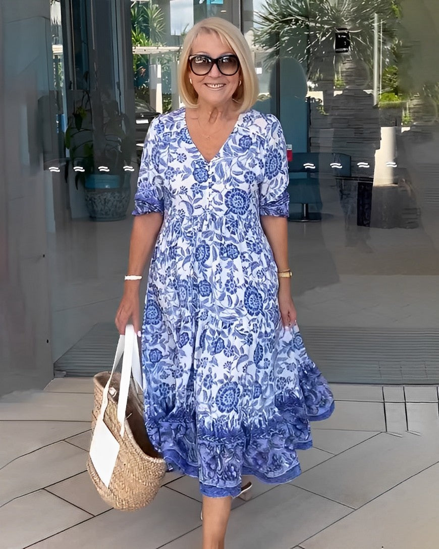 Women's Floral Viscose Maxi Dress - Flattering Everyday Sophistication