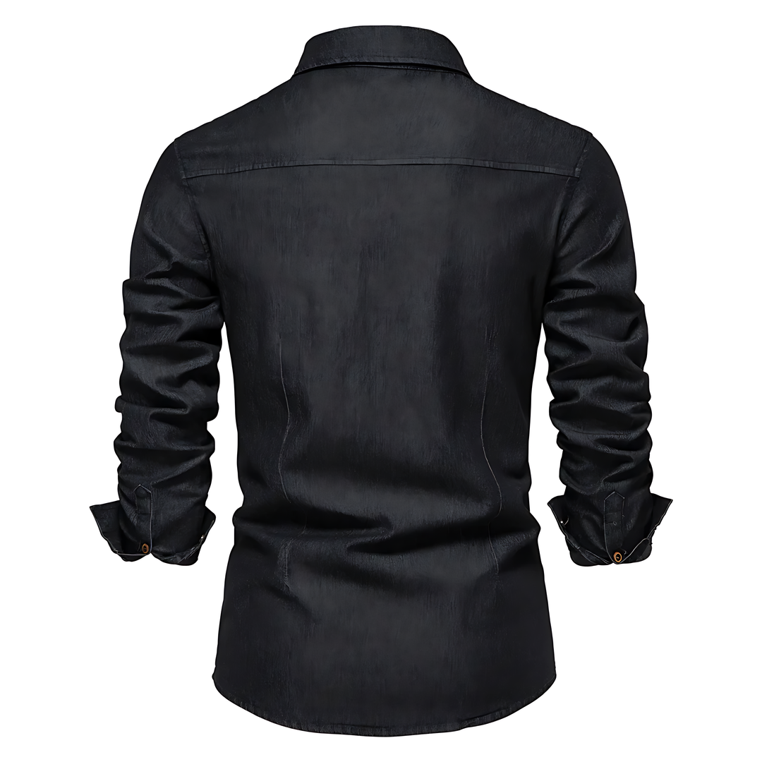Men's Cotton Denim Shirt – Slim Fit Smart-Casual Button-Down – view 2