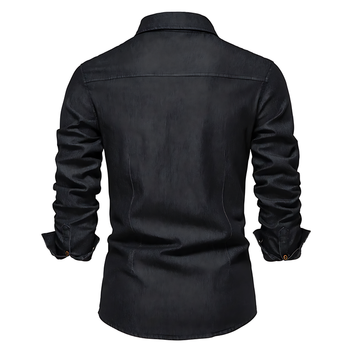 Men's Cotton Denim Shirt – Slim Fit Smart-Casual Button-Down – view 2