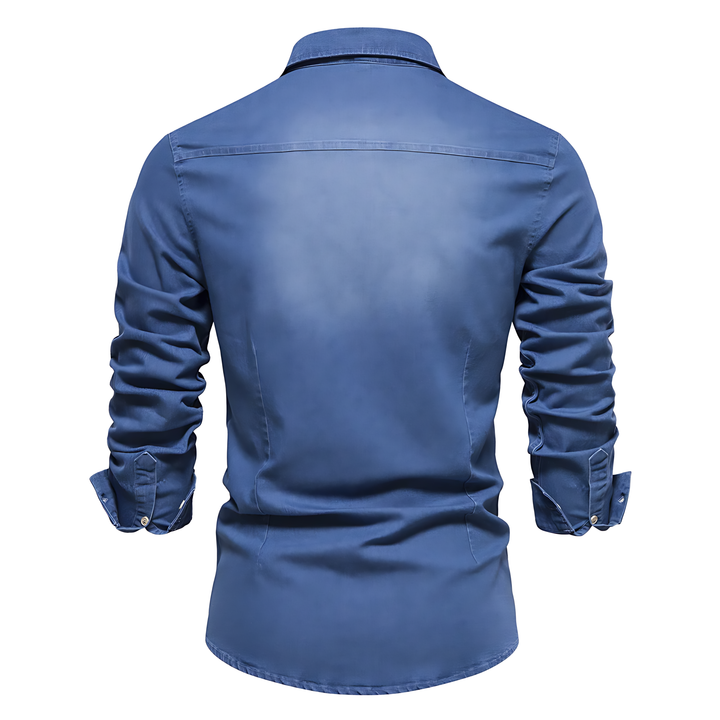 Men's Cotton Denim Shirt – Slim Fit Smart-Casual Button-Down – view 6