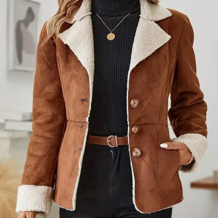 Women's Suede Sherpa-Lined Coat – Cosy Winter Statement – view 4