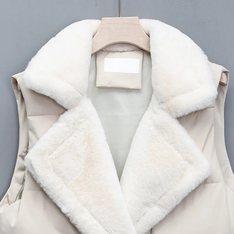 Women's Padded Gilet with Faux Fur Collar – Warm Layering Vest