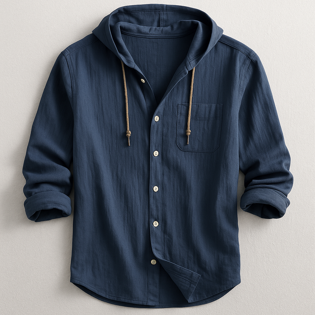 Men's Cotton Linen Hooded Shirt – Relaxed Summer Beach Style