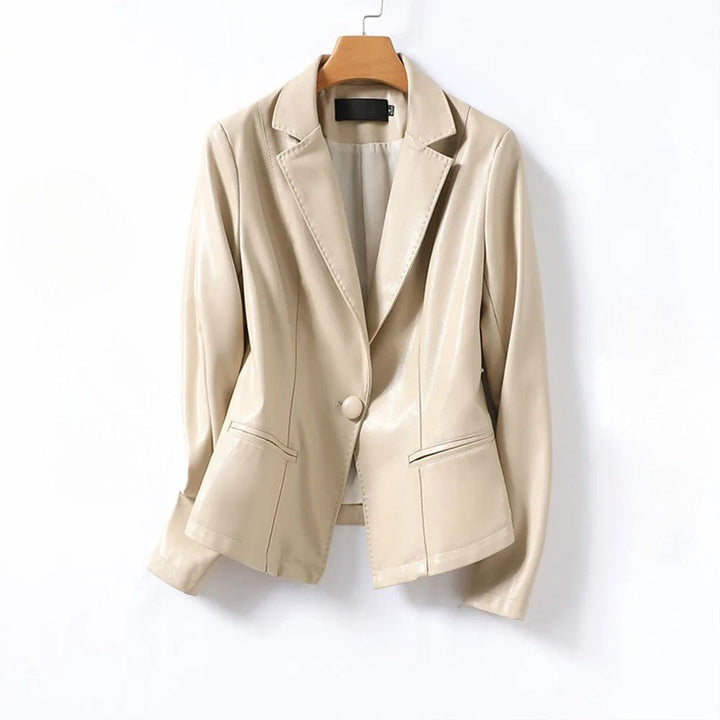 Women's Lambskin Leather Blazer – Tailored Single-Button Cut – view 5