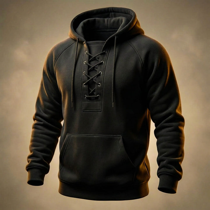 Men's Organic Cotton Hoodie – Lace-Up Front Mid-Weight Hoodie – view 6