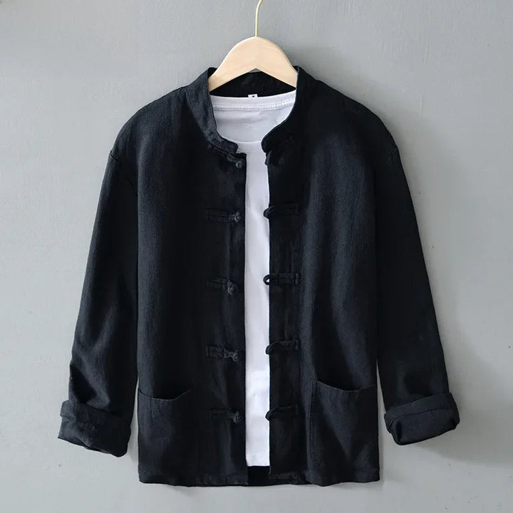 Men's Linen Mandarin Collar Shirt – Cotton-Linen Summer Shirt – view 5