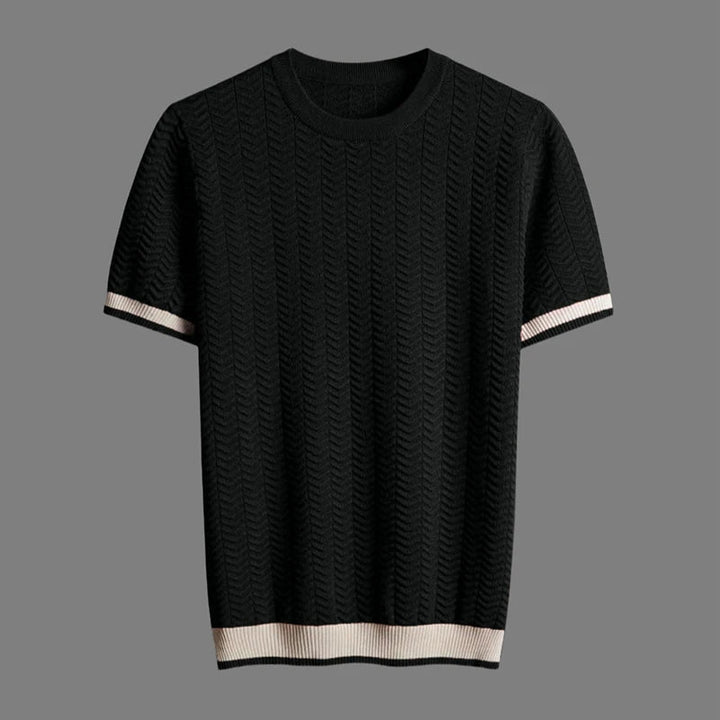 Men's Chevron Knit Tee – Textured Jacquard Smart Casual Top – view 4