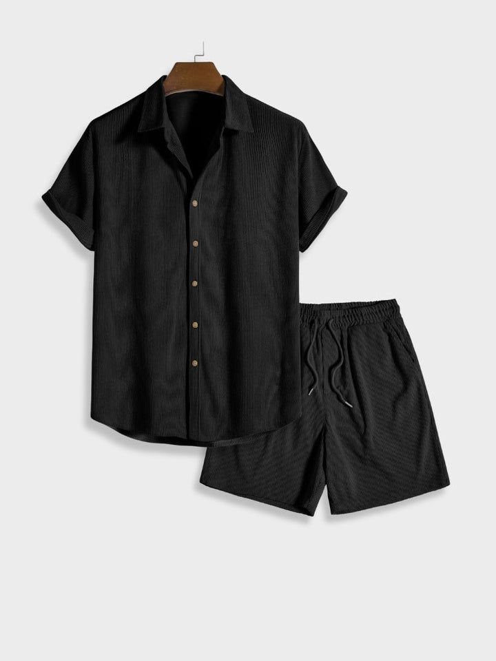Men's Bordeaux Corduroy Co-Ord Set – Shirt and Shorts Summer – view 2