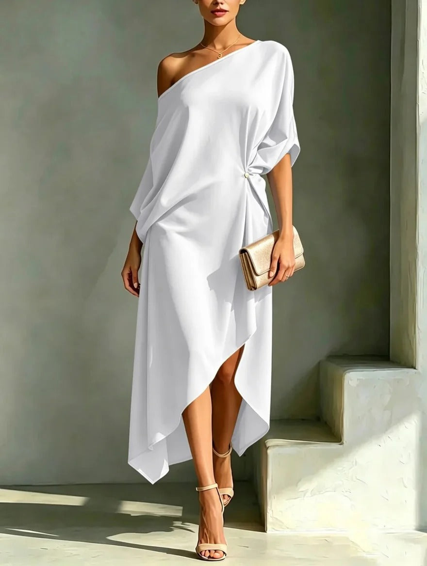 Women's Asymmetric One-Shoulder Midi Dress – Elegant Occasionwear – view 3
