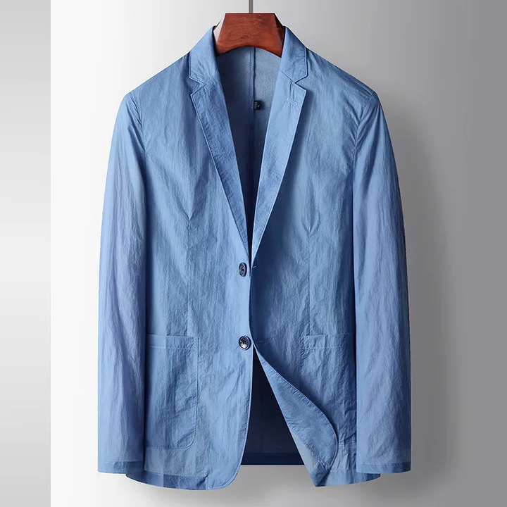Men's Slim Tailored Blazer – Smart Office to Evening Jacket – Light Blue