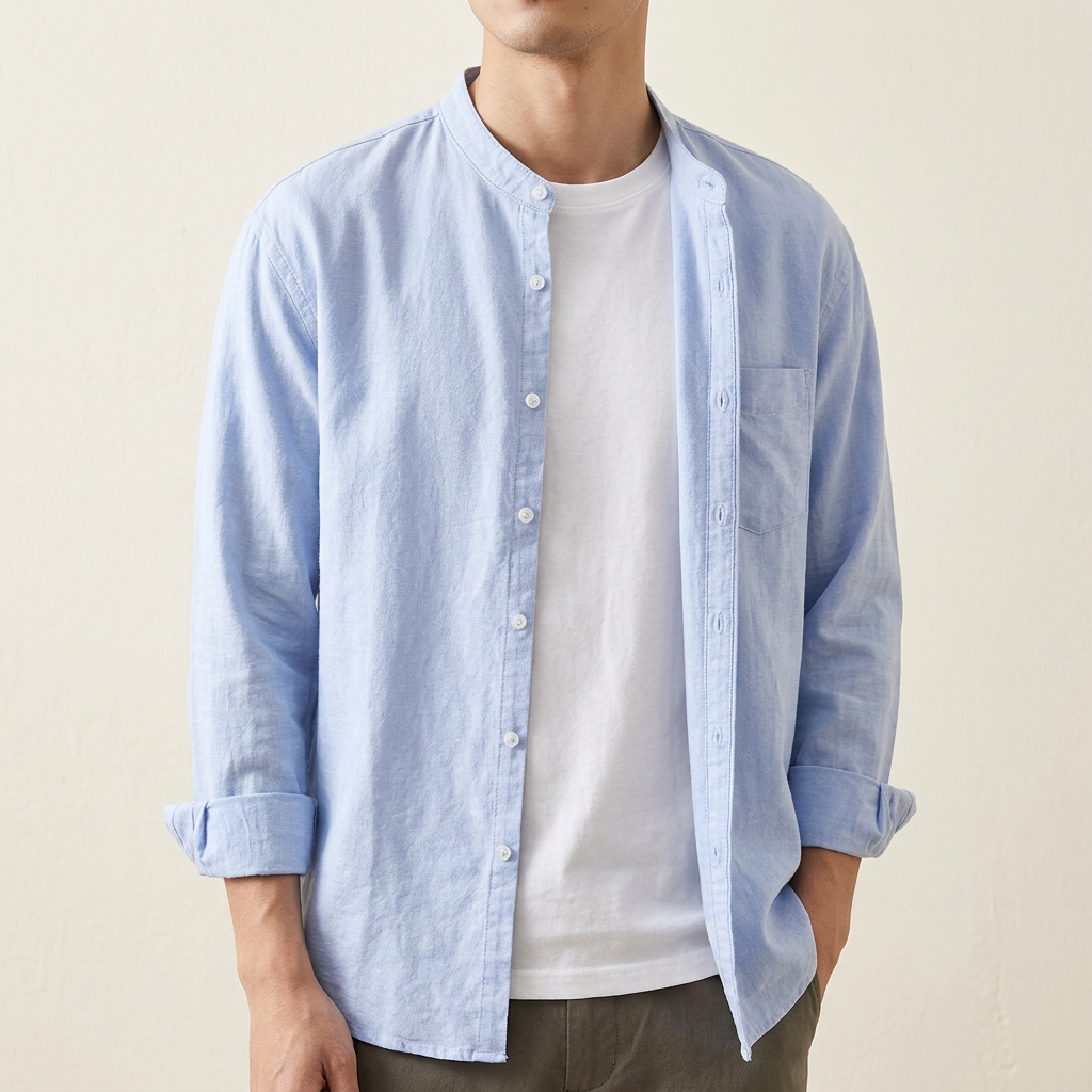Men's Florence Cotton Shirt – Long Sleeve Button-Up Classic – view 8