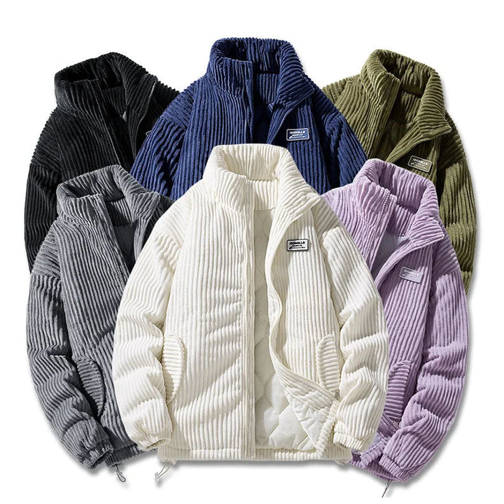 Men's Corduroy Jacket – Quilted Lining, Funnel Neck Warmth