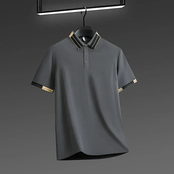 Men's Knitted Polo Shirt – Heritage Geometric Collar Detail – view 10
