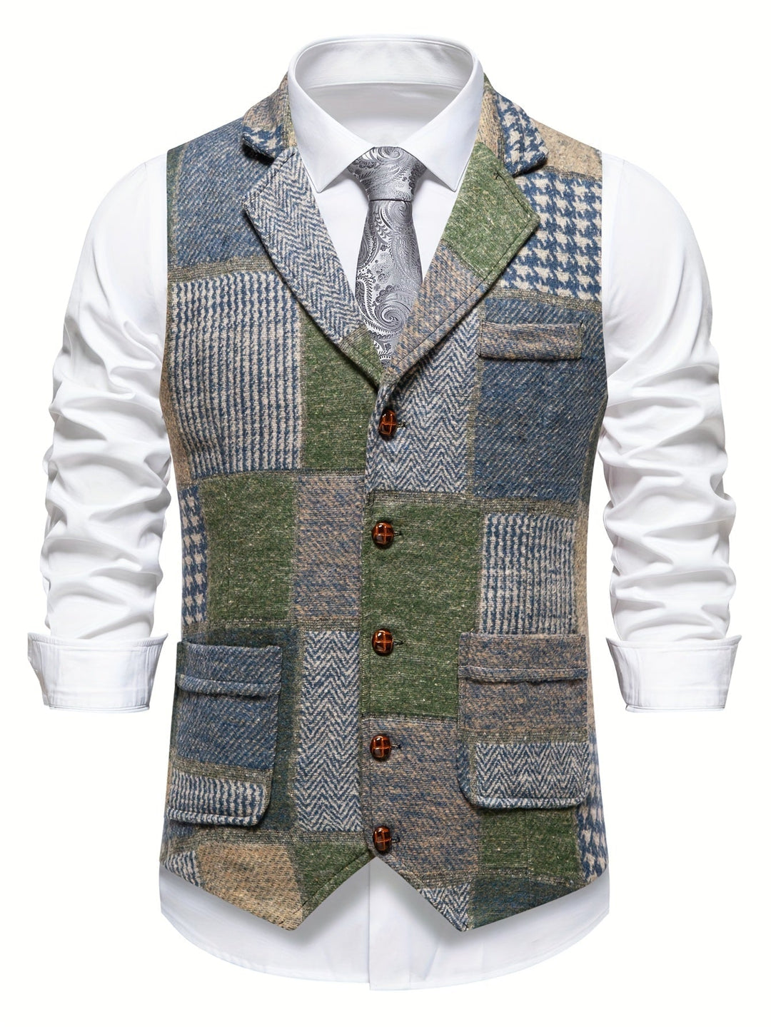 Men's Heritage Tweed Gilet – Herringbone Waistcoat for Smart Occasions – view 4