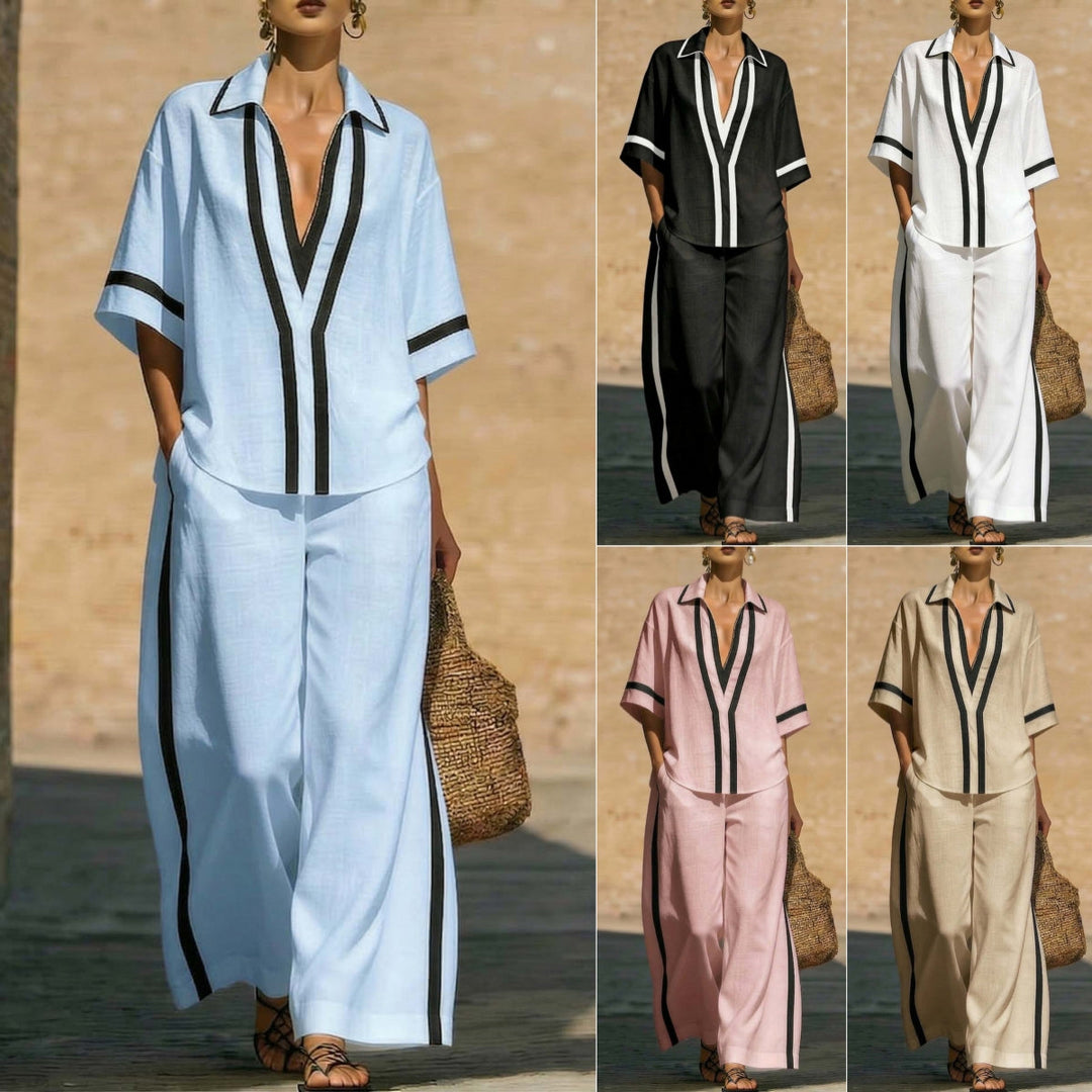 Women's Contrast Lined Two Piece Set - Soft Flowing