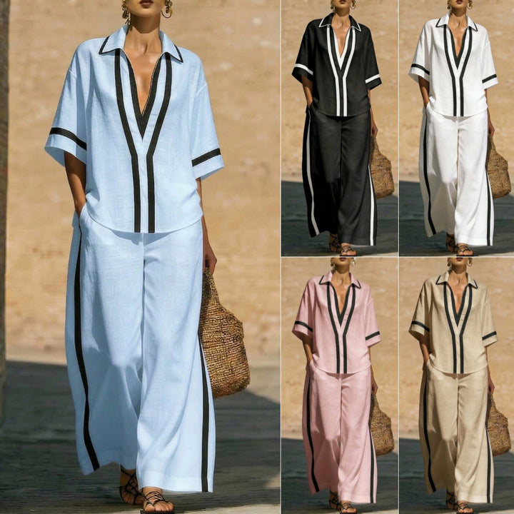 Women's Contrast Lined Two Piece Set - Soft Flowing