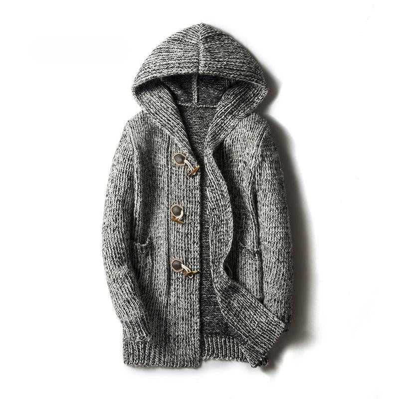 Men's Chunky Knit Hooded Toggle Cardigan – Cosy Winter Layering – view 3