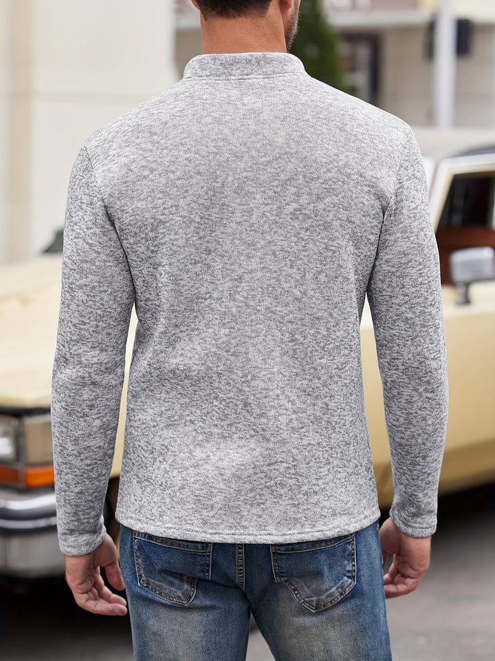 Essential Men's Knit Long Sleeve Top – Grandad Collar Style – view 2