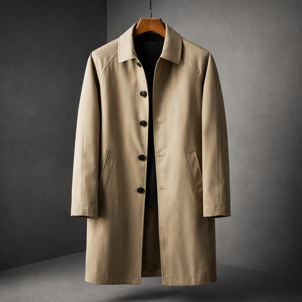 Men's Cotton-Blend Trench Coat – Water-Repellent City Layer – view 2
