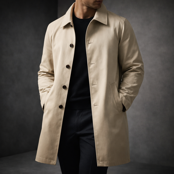 Men's Cotton-Blend Trench Coat – Water-Repellent City Layer – view 6