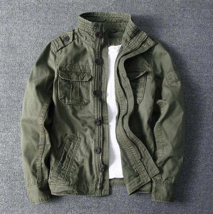 Men's Military Utility Jacket – Lightweight Button-Front Field Coat