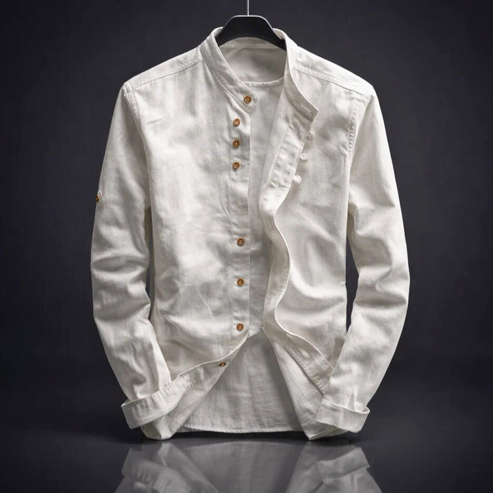 Men's Organic Cotton Shirt – Stand Collar Smart Casual – view 2