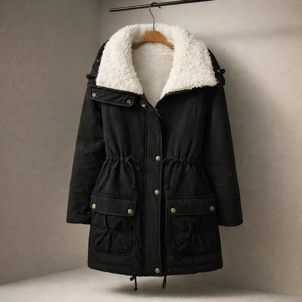 Women's Fleece-Lined Parka Jacket – Drawstring Waist Warmth – view 3