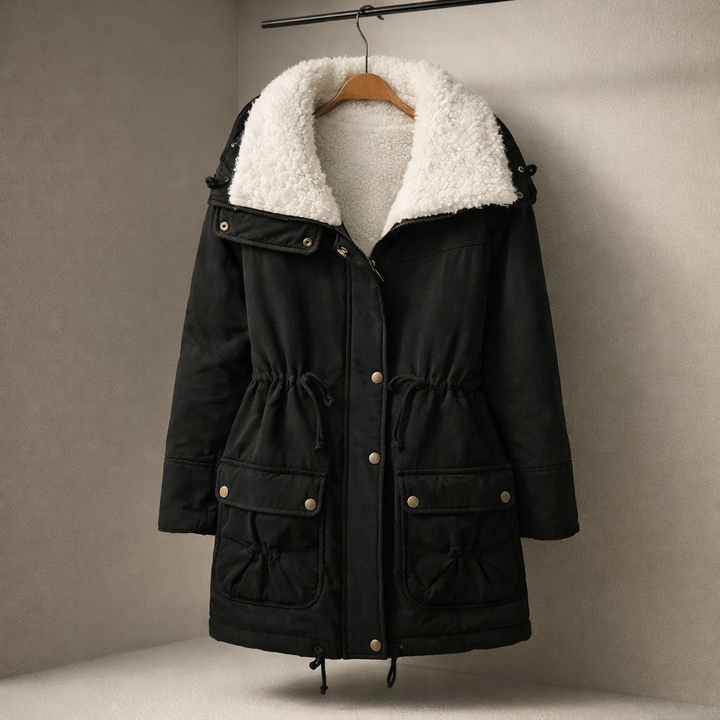 Women's Fleece-Lined Parka Jacket – Drawstring Waist Warmth – view 3