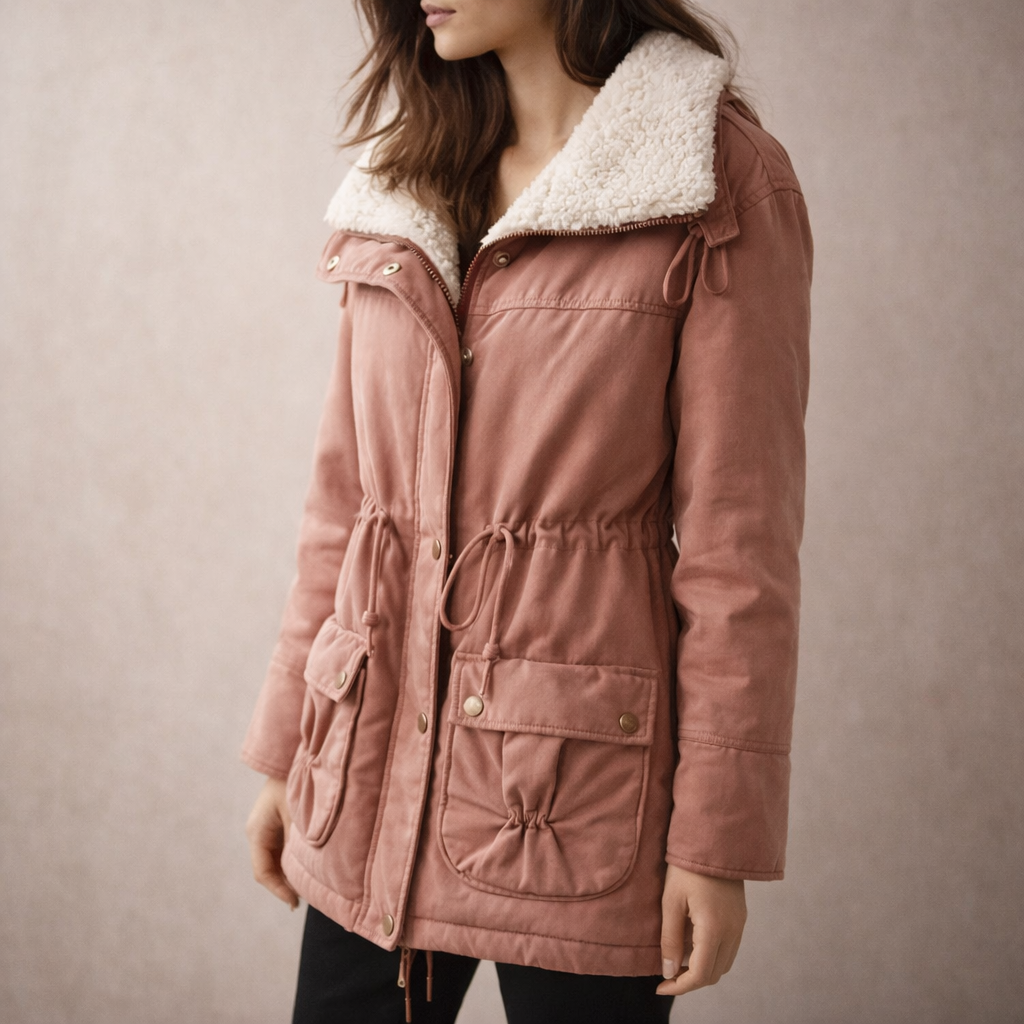 Women's Fleece-Lined Parka Jacket – Drawstring Waist Warmth – view 7