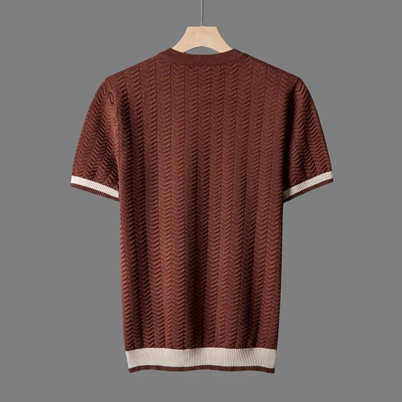 Men's Chevron Knit Tee – Textured Jacquard Smart Casual Top – view 6