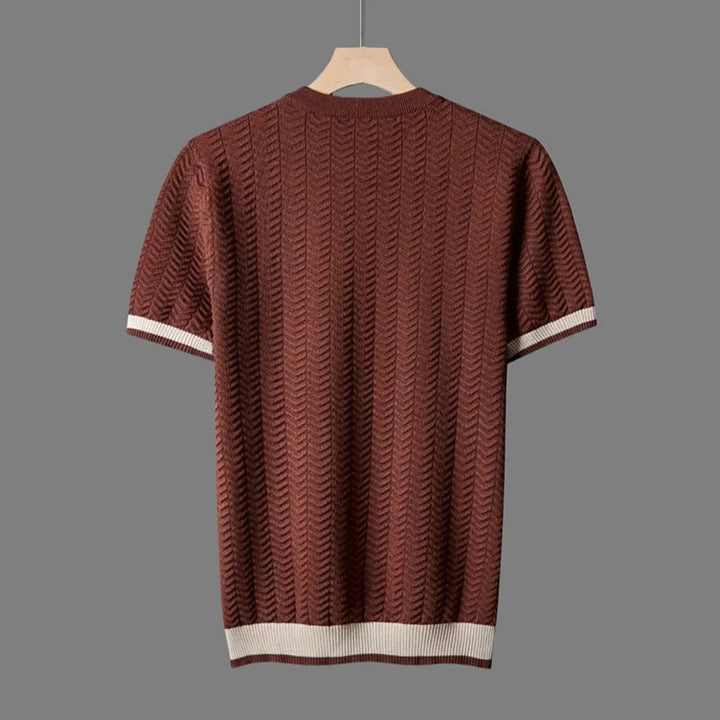 Men's Chevron Knit Tee – Textured Jacquard Smart Casual Top – view 6