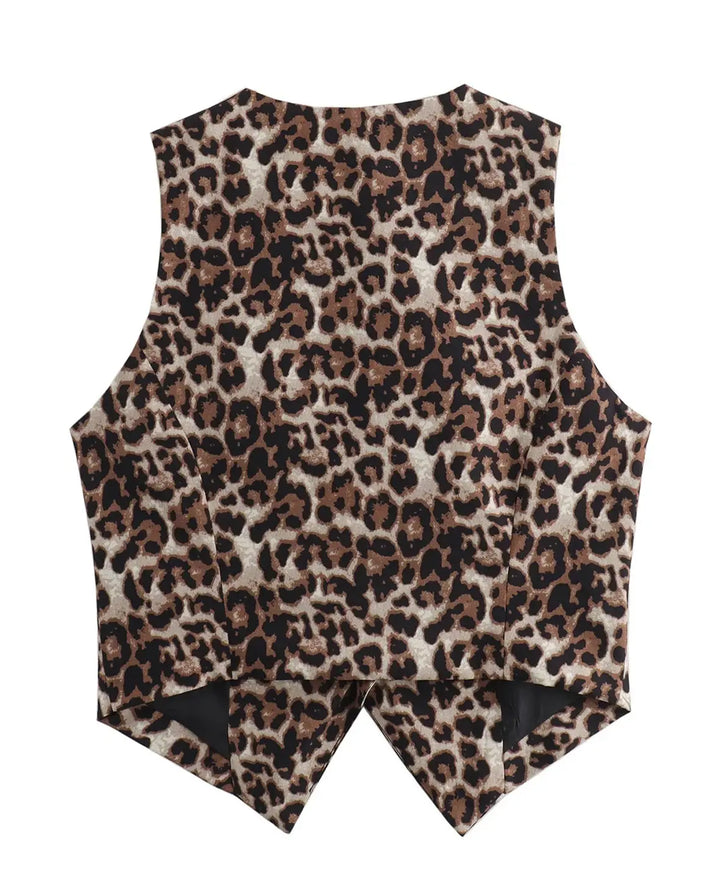 Women's Leopard Print Waistcoat Vest – Tailored Polyester Mix – view 8