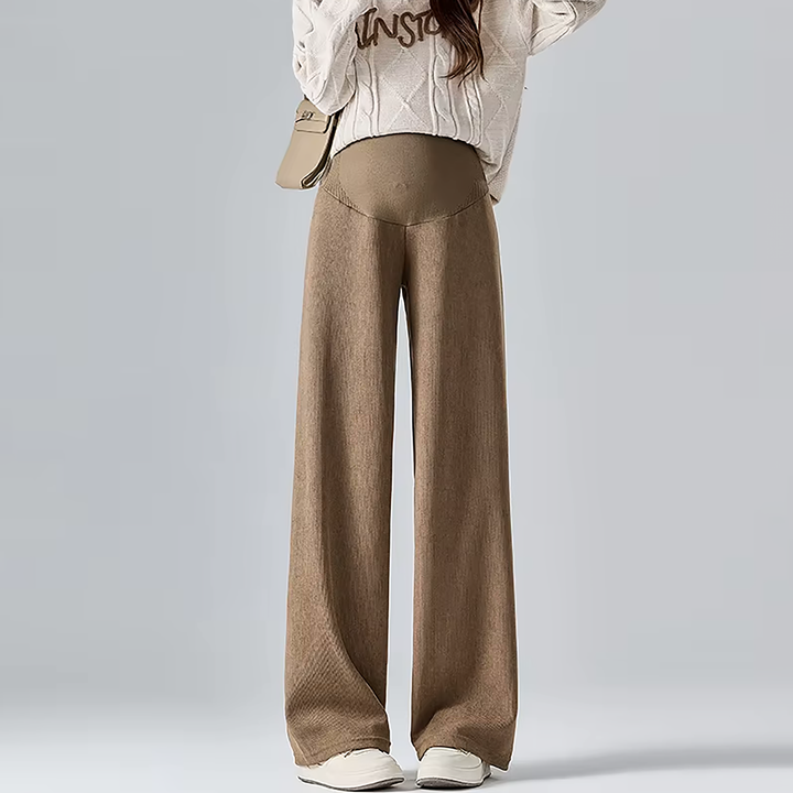 Women's Maternity Wide-Leg Trousers – Soft Cotton Blend Comfort – view 4