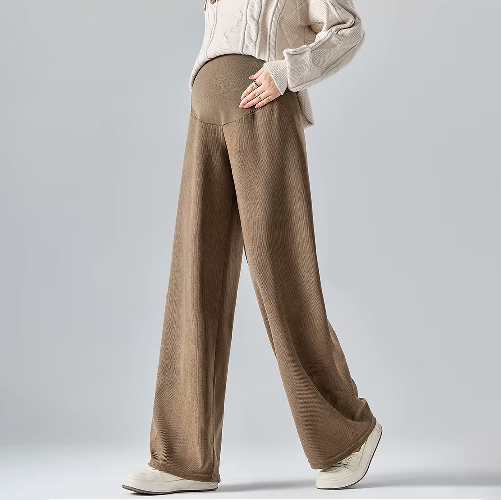 Women's Maternity Wide-Leg Trousers – Soft Cotton Blend Comfort – view 6