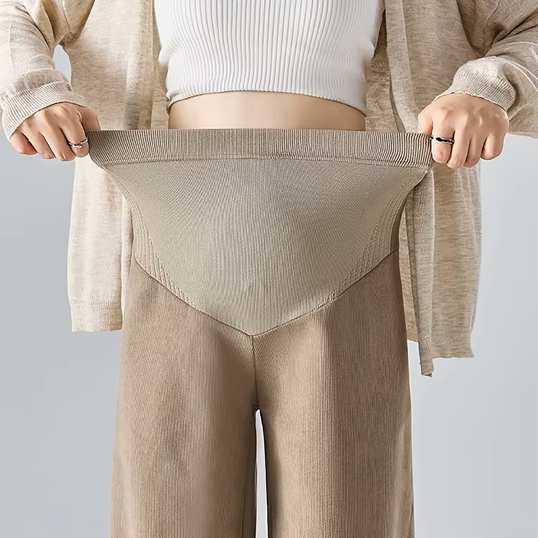 Women's Maternity Wide-Leg Trousers – Soft Cotton Blend Comfort – view 3