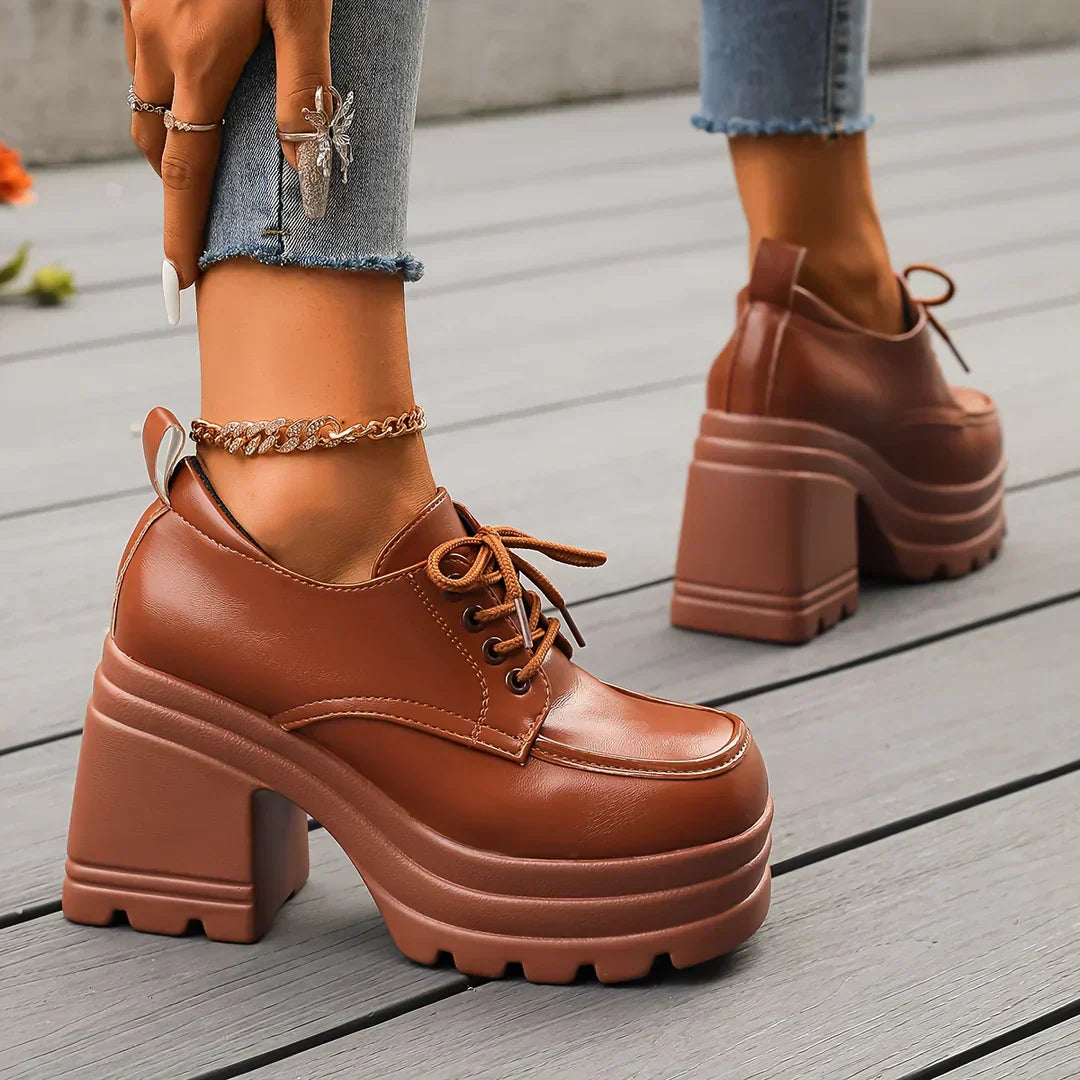 Women's Vegan Leather Platform Oxfords - Elegant Dress Shoes